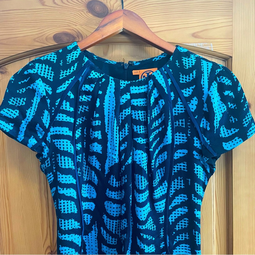 Silk Tory Burch Blue and Black Print Dress